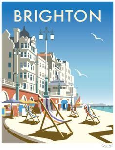 an image of a beach scene with lounge chairs and the words brighton in english on it