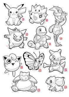 the different types of pokemons are shown in this drawing lesson, which shows how to draw