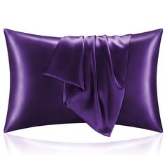 PRICES MAY VARY. 100% Polyester Satin 【Silky Soft Satin】: BEDELITE Satin Pillowcases are made of 100% satin polyester fabric for optimal softness and easy care used is as soft as a silk pillowcase. High-quality satin is more sturdy than silk pillowcases at a reasonable price - Glorious and luxurious satin pillowcase provides the smooth and resilient feeling to help you establish a sound sleep all night. 【The Easiest Way to Keep Beautiful Hairstyle】: BEDELITE Satin Pillowcase creates less frictio Fun Pillow Cases, Purple Gifts, Silk Pillow Cases, Purple Pillow Covers, Silk Pillowcase Hair, Navy Pillows, Silk Pillowcases, Beautiful Hairstyle, Satin Pillow