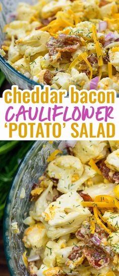 this cheddar bacon cauliflower potato salad is an easy and delicious side dish