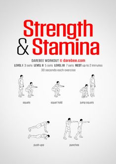 the poster shows how to do strength and stamia exercises for beginner athletes