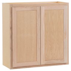 a wooden cabinet with two doors and no drawers