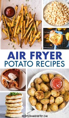 air fryer potato recipe collage with text overlay that reads air fryer potato recipes