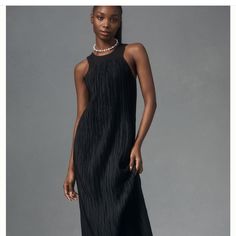 Anthropologie Halter Plisse Maxi Dress. Brand New With Tags. Perfect Condition. Sz Medium Fitted Black Pleated Summer Dress, Elegant Black Pleated Party Dress, Summer Black Pleated Dress For Date Night, Black Pleated Dress For Summer Date Night, Black Pleated Dress For Date Night In Summer, Elegant Pleated Dress For Spring Night Out, Elegant Black Pleated Dress For Night Out, Black Midi-length Pleated Summer Dress, Black Pleated Midi Dress For Summer