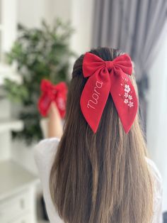 * Our Stylish and Modern Design Hair Accessories are Suitable for Adult Women, Girls and Babies. * You can make yourself and your loved ones happy with our Personalized Custom Name, Letter and Cherry japanese Blossom Hand Embroidered Gift Hair Bows that we have prepared with care and love for you and your loved ones. * Custom Initial Hand Hair Bows ; * 100% Handmade Hair Clips. * Hair Barrettes are produced from Organic Linen Fabric and Cotton yarn. * Durable metal clips are used in our bows. * Hair Bow Patterns Free, Hand Embroidered Gifts, Embroidered Hair Bows, Bow Birthday, Japanese Blossom, Homemade Bows, Diy Hair Accessories Ribbon, Personalized Bow, Handmade Hair Clip