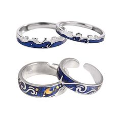 PRICES MAY VARY. Unique Design：A combination of silver plated cloisonne, midnight blue enamel and an oil dripping design creates a miniature version of Van Gogh’ s famous Starry Night painting. Made out of S925 silver, this artistic ring represents the beauty and hardships we face while following our dreams Adjustable Ring Size: This sterling silver band rings can be adjusted slightly 18.5"- 21.5"(Size 5-8). Minimalist style opening stackable starry night ring, can be wear in thumb, pinky, finge Adjustable Enamel Ring Jewelry, Adjustable Silver Enamel Open Ring, Blue Enamel Open Ring Jewelry, Blue Enamel Jewelry For Anniversary, Blue Enamel Rings For Anniversary, Adjustable Silver Enamel Anniversary Ring, Silver Sterling Silver Enamel Promise Ring, Adjustable Enamel Sterling Silver Ring As Gift, Adjustable Sterling Silver Enamel Ring Gift