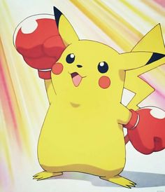 a pikachu with boxing gloves on