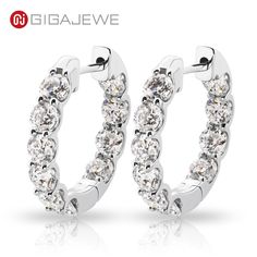 Brand:GIGAJEWE® Product Name:2CT 9K/14K/18k White Gold Hoop Earrings with White D color Mossanite white gold earrings Anniversary Gift Girlfriend Gift Shape:Round shape Color:white D color material:9K/14K/18k white solid gold Stone Weight:3mmX3piece;1ct/piece,2ct/pair Customization:Can select different kinds of gemstone for customization Gia Certified Sterling Silver Earrings, Gia Certified Round Diamond Earrings, Gia Certified White Hoop Earrings, Gia Certified Fine Jewelry Hoop Earrings, White Round Cut Hoop Earrings, Fine Jewelry, Fine Jewelry White Hoop Earrings With Prong Setting, Gia Certified Huggie Jewelry, White Gold Hoop Earrings, Blue Moissanite