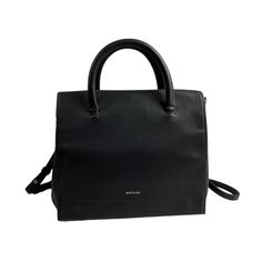 Stay chic with the Matt And Nat Women's Adel Purity Shoulder Crossbody Bag in black. Medium-sized and crafted from vegan leather, this bag features a main compartment with two pockets.  It is in excellent used conditions with no scuffs, scratches, or stains - please see pictures. * Brand: Matt And Nat * Colour: Black * Size: Medium * Style: Shoulder Crossbody Bag * Material: Vegan Leather (Polyvinyl) * Features: 1 main compartment with 2 pockets * Ideal for Women Measurements: Length 12 in / 30 Modern Flap Bag With Top Carry Handle For On-the-go, Classic Square Satchel For On-the-go, Black Faux Leather Box Bag With Adjustable Strap, Black Flap Bag For Daily Use, Black Square Flap Bag With Top Carry Handle, Top Handle Faux Leather Bag For Work, Top Handle Faux Leather Work Bag, Modern Black Tote Flap Bag, Modern Faux Leather Bags For Work