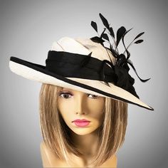 This beautiful ladies hat is made using Parasisal Straw, and hand draped over an antique hat block. Hand finished with authentic millinery techniques. Has millinery wire to maintain its shape. Embellished with Dupioni Silk. This is the perfect flattering hat...asymmetrical, diagonal front draping, with my signature pleating in the crown.   Please indicate your head size measurement when ordering (measure your head horizontally just above your eyebrows). When you receive your hat, there will be a Elegant Fedora With Feather Trim, Elegant Hat With Feather Trim And Short Brim, Elegant Short Brim Hat With Feather Trim, Elegant Wide Brim Hat With Feather Trim, Elegant Feathered Hats For Kentucky Derby, Elegant Feather Trim Fascinator Hat, Elegant Mini Hat With Feather Trim And Curved Brim, Elegant Feather Trim Fascinator, Elegant Costume Hat With Feather Trim And Curved Brim