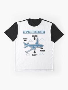 the four forces of flight t - shirt with an image of a plane on it