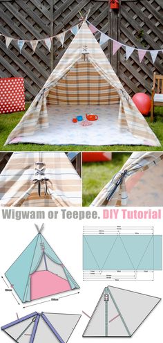 How to Make a Wigwam or Teepee. DIY Tutorial Teepee Tent Diy How To Make, Diy Play Teepee Tent, Diy Teepee Tent For Adults, Kids Tents Indoor Diy, Build A Teepee For Kids, How To Make A Teepee Tent, Diy Tp Tent For Kids, Bamboo Teepee Diy, Fabric Tents For Kids