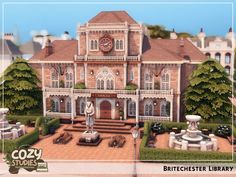 The Sims Resource - Cozy Studies - Britechester Library Sims 4 Britechester, Sims Library, Sims 4 Library, Sims Builds, Sims 4 House Design, Student House, Classroom Design