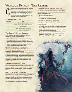 the back cover of warlock patron and the reaper