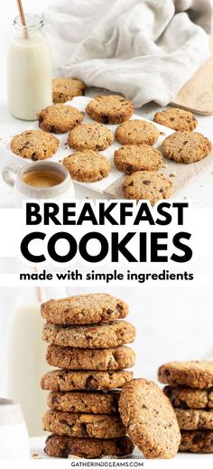 healthy breakfast cookies Gluten Free Breakfast Cookies, Paleo Breakfast Cookies, Virgin Diet, Oatmeal Breakfast Cookies, Vegan Breakfast Easy, Paleo Cookies, Gluten Free Breakfast