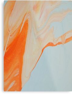 an abstract painting with orange and blue colors