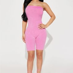 Pink Ribbed Size Small But Super Stretchy Fits More Like A Medium Only Tried On Never Worn Fitted Short Jumpsuits And Rompers For Spring, Pink Fitted Strapless Jumpsuit For Spring, Casual Fitted Strapless Jumpsuits And Rompers, Spring Strapless Bodysuit, Strapless Bodysuit For Spring, Strapless Jumpsuits And Rompers For Summer Loungewear, Fitted Casual Strapless Jumpsuit For Loungewear, Casual Pink Strapless Jumpsuit For Spring, Spring Strapless Jumpsuit For Loungewear