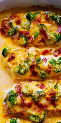 broccoli and cheese entree in a casserole dish