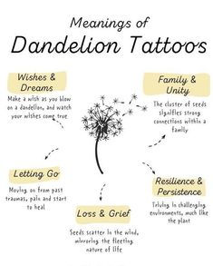 a dandelion tattoo is shown with instructions on how to get it in the air