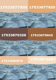 several different types of jeans are shown in this image, with the numbers on each side