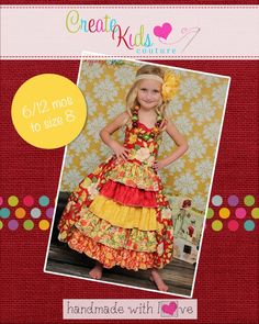 Penelope's Princess Ruffle Dress PDF Pattern sizes 6-12 months to 8 Create Kids Couture, Dress Pdf Pattern, Girl Dress Pattern, Princess Coloring, Kids Couture, Pillowcase Dress, Sewing Pattern Sizes, Peasant Dress, Baby Sewing