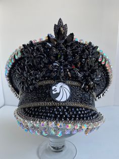 Black ultimate captain hat -tassels on brim -FOHW on top of the hat -7 lions emblem on the front Luxury Adjustable Hat, Custom Black Top Hat With High Crown, Custom Black High Crown Top Hat, Custom Black High Crown Hat, Charm Necklaces, Charm Necklace, Captain Hat, Tassels, Etsy Accessories