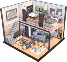 Loft House Design, Sims 4 House Plans, Building House Plans Designs, Sims 4 House Design, Sims House Plans, House Layout Plans