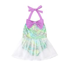 PRICES MAY VARY. [SIZE]: The cute toddler mermaid romper is suitable for baby girls aged 3-6 months, 6-9 months, 9-12 months, 12-18 months, 18-24 months, 2-3T, 5-6T. The size chart is based on physical manual measurement and there will be an error of 0.5-1. [DEAIGN]: The fashionable romper suit has a bowknot and mermaid pattern design. This clothes can be used as a romper, a tulle tutu dress, or a beachwear sunsuit, which will make your little girl look like the cute mermaid on the beach and att Mermaid Infant Costume, Mermaid Bodysuit, Sparkle Romper, Mermaid Party Dress, Mermaid Bathing Suit, Mermaid Swimwear, Mermaid Tutu, Ariel Dress, Baby Swimwear