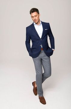 Blue Jacket Outfits Men, Navy Blue Blazer Outfit, Navy Blazer Outfits, Blue Blazer Men