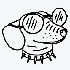 a drawing of a dog's head with its ears up and his nose open