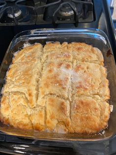 a casserole dish is being cooked in the oven