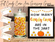 candy corn is in the jar with free printables