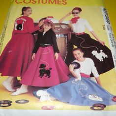 McCalls MP350 1950s Poodle Skirt costume pattern UNCUT sizes 20-22 50s Halloween Costumes, Poodle Skirt Pattern, Sock Hop Costumes, 1950s Poodle Skirt, Girls Circle Skirt, Poodle Skirt Costume, 1950s Costume, Sock Hop, Poodle Skirt