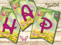 tinkerbell birthday banner template Tinkerbell Happy Birthday, Tinkerbell Printable, Happy Birthday Banner Printable, Birthday Note, Birthday Banner Template, Tinkerbell Party, Banner Size, Free Banner, Birthday Banners