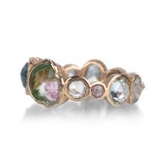 Balance your chakras in this 14k rose gold ring from Sirciam. Each stone holds its own unique healing light pattern within, including 2.50cts of multicolored tourmaline and 1.83cts of sapphire. Size 7. Handcrafted in Los Angeles, CA, U.S. Rainbow Tourmaline, Healing Light, Light Pattern, 14k Rose Gold Ring, Tourmaline Ring, The Conjuring, Rose Gold Ring, Gold Ring, Tourmaline