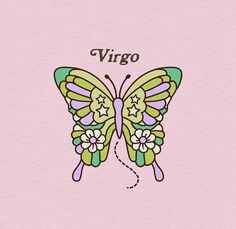 a butterfly with the word virgo written on it