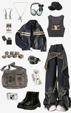 not mine Aesthetic Outfit Accessories, Outfit Ideas For Women Y2k, 90s Aesthetic Outfit Grunge, Grunge Forest Aesthetic Outfits, Skater Grunge Aesthetic Outfits, Indy Aesthetic Outfits, Indie 2000s Aesthetic, Grunge Look Outfits, 2000s Dark Fashion