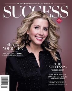 a woman is smiling on the cover of a magazine