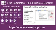 a purple background with the words free templates, tips and tricks for one note