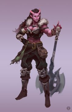 Tiefling Barbarian, Barbarian Dnd, Tiefling Female, Barbarian Woman, Female Character, Fantasy Warrior, Fantasy Rpg