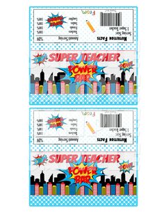 two super teacher coupons with cityscape in the background