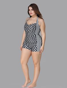 【Features】1. Women Plus Size Tummy Control V-Neck Plus Size One Piece Swim2.Material: 85% Polyester, 15% Spandex3. High-quality material: Super elastic and soft material, silky feel, skin-friendly and comfortable. Fully lined, no see-through4. Fashion design: Deep V-neck, open back, self-tie fastening, high cut, jumpsuit5. Included: 1 x Swimsuit6. Outfit Matching: This one-piece swimsuit is easy to match with your stylish swimsuit cover-up or other breathable cardigans7. Occasion: Suitable for beach, pool, water party, honeymoon, cruise, surfing, spa and tropical vacation Women Plus Size Wave Polka Dot Swimsuit Women Plus Size Wave Polka Dot Swimsuit The sexy v-neck and adjustable tie-knot make you look more elegant. The flowy hem covers your belly, contours your curves perfectly, and make Polka Dot Swimsuit, Honeymoon Cruise, Plus Size Robes, Plus Size Yoga, Outfit Matching, Belted Sweater, Plus Size One Piece, Water Party, Swimsuit Women