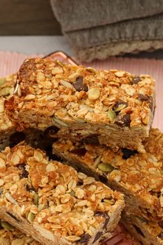 granola bars stacked on top of each other