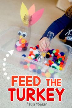 Feed The Turkey, Turkey Activity, Thanksgiving Games For Kids, Thanksgiving Crafts Preschool, November Crafts, Easy Toddler Activities, Thanksgiving Preschool, 13 November, Preschool Fine Motor