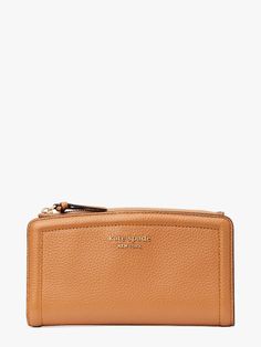 Knott Zip Slim Wallet | Kate Spade New York Kate Spade Knott, Trainer Heels, Kate Spade Wallet, Slim Wallet, Boot Sandals, Pocket Detail, Kate Spade New York, Pebbled Leather, Bungalow