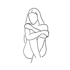 a drawing of a woman with her arms crossed