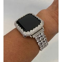 Bling Hand Made Apple Watch Band Style Replacement. Fits the Apple Watch available for sizes 38,40,41,42,44 and 45mm in series 1,2,3,4,5,6,7 or SE Men's & Women's. This is a custom design made to fit the Apple Watch, it is not a brand copy. Iwatch Band with Large High Quality Princess and Round Swarovski Crystal CZ's. This apple watch band features high quality large square princess and round cut precise fitting for that super bling bling effect . Plated Silver Stainless Steel Band. Iwatch Candy Crystal Princess, Apple Watch Bands Women, Gold Apple Watch, Diamond Bling, Apple Watches, Gold Apple, Apple Watch Case, Apple Watch Accessories, 38mm Apple Watch Band