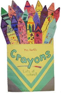 a bag with crayons written on it