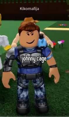 an image of a cartoon character with the words johnny cage in front of him and his friend