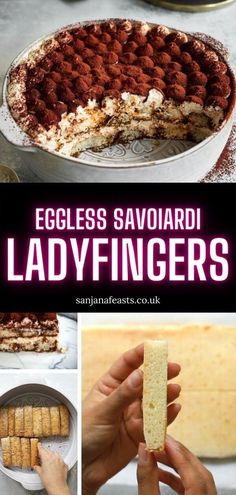 eggless savouadi ladyfingerers recipe collage with text overlay